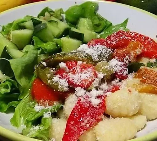 Cuisine rapide gnocchis poivron mariné